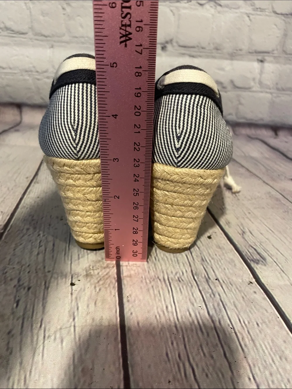 Sperry Black & White Striped Espadrille Wedge Boat Shoes - Women